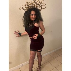 Emerald Sundae Goth red velvet lace dress size S